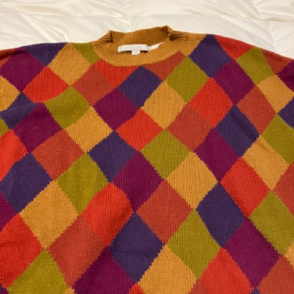 Perry Ellis Vibrant Multi-Color Plaid Sweater